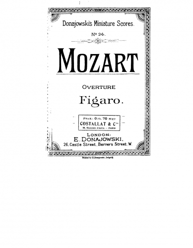 Mozart - Le nozze di Figaro - Overture - Score