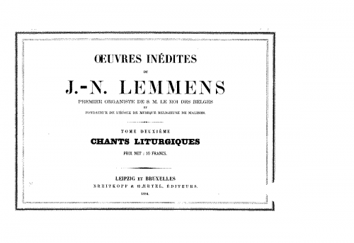 Lemmens - Chants liturgiques - Score