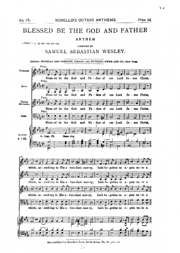 Wesley - Blessed be the God and Father - Score