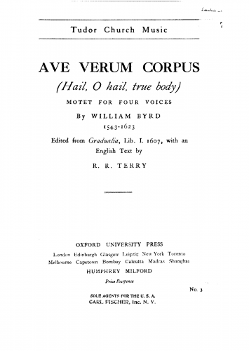 Byrd - Ave verum corpus - Chorus Scores - Score