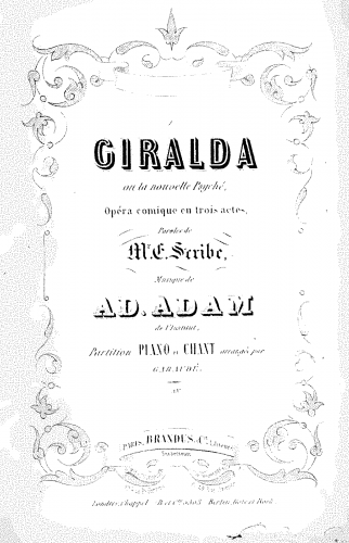 Adam - Giralda, ou La nouvelle Psyché - Vocal Score - Score