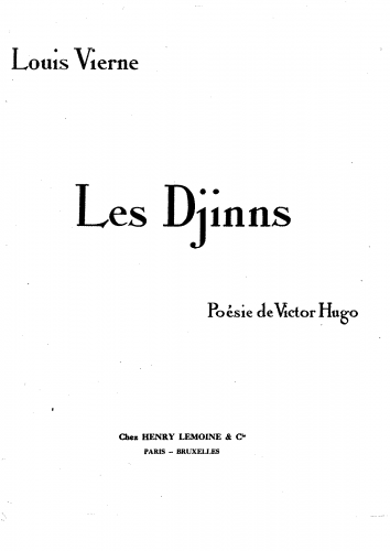 Vierne - Les Djinns, Op. 35 - Vocal Score - Score