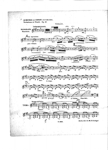 Ernst - Introduction, variations et final sur une valse favorite de Strauss. - Violin part