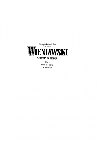 Wieniawski - Souvenir de Moscou - For Violin and Piano