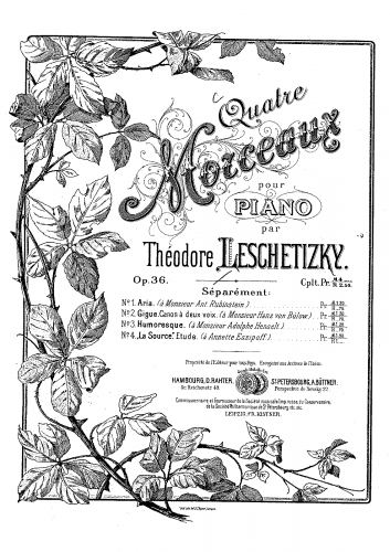 Leschetizky - 4 Morceaux, Op. 36 - Score