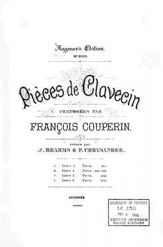 Couperin - Second Livre de Pièces de Clavecin - Keyboard Scores - Score