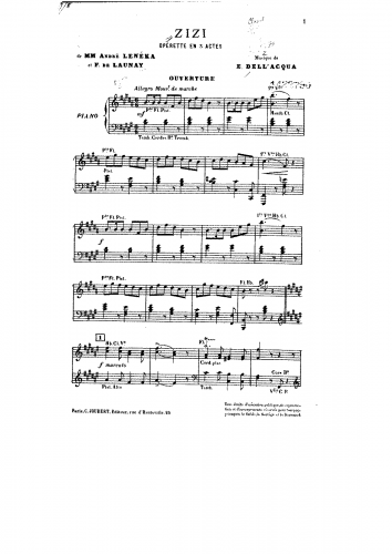 Dell'Acqua - Zizi - Vocal Score - Score