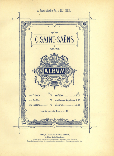 Saint-Saëns - Album - Piano Score - Score
