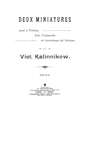 Kalinnikov - 2 Miniatures for String Quartet