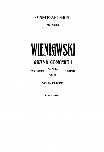 Wieniawski - Violin Concerto No. 1 - For Violin and Piano