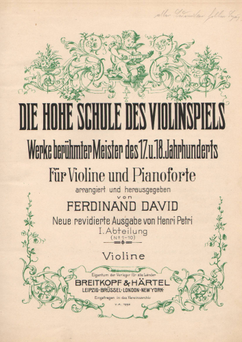 Corelli - 12 Violin Sonatas, Op. 5 - Sonata No. 12 in D minor 'La folia' For Violin and Piano (David) - Violin Part