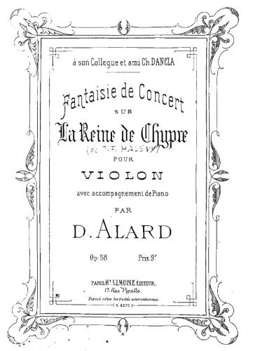 Alard - Fantaisie de concert sur 'La reine de Chypre' - Scores and Parts