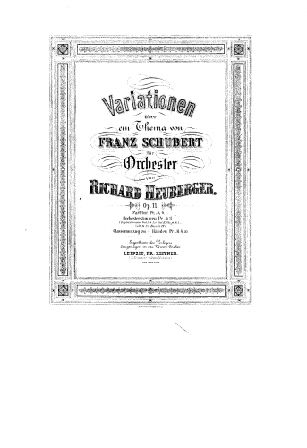 Heuberger - Variationen über ein Thema von Franz Schubert, Op. 11 - Score