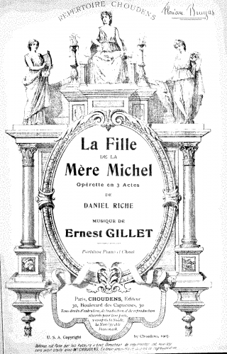 Gillet - La fille de Mère Michel - Vocal Score - Score