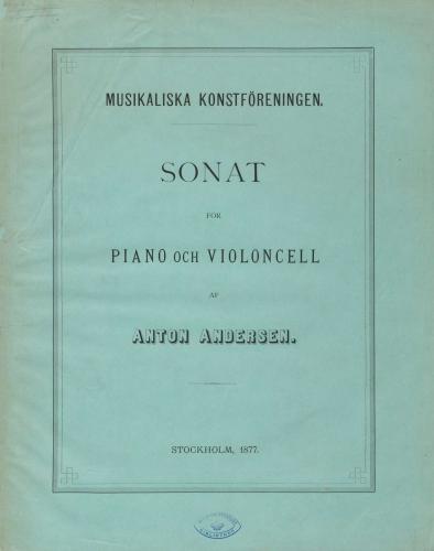 Andersen - Cello Sonata - Scores and Parts