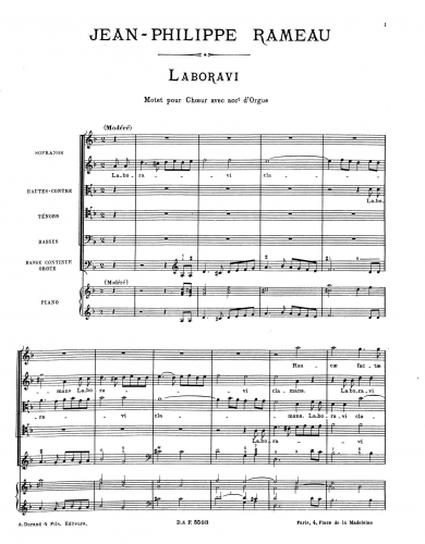 Rameau - Laboravi clamans - Score