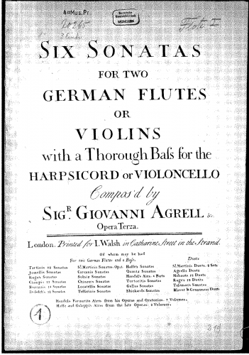 Agrell - 6 Trio Sonatas, Op. 3