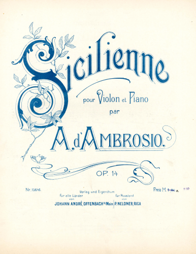D'Ambrosio - Sicilienne - Scores and Parts
