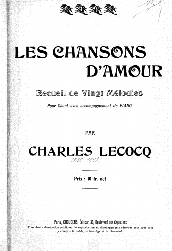 Lecocq - Les chansons d'amour - Score