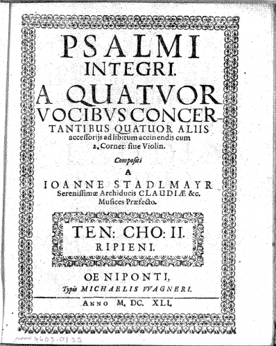 Stadlmayr - Psalmi integri - Tenor of Chorus II.