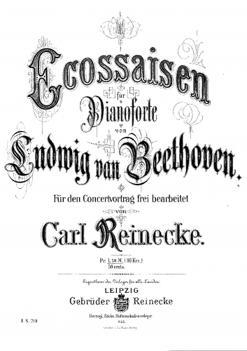 Beethoven - 6 Ecossaises for Piano - For Piano solo (Reinecke) - Score