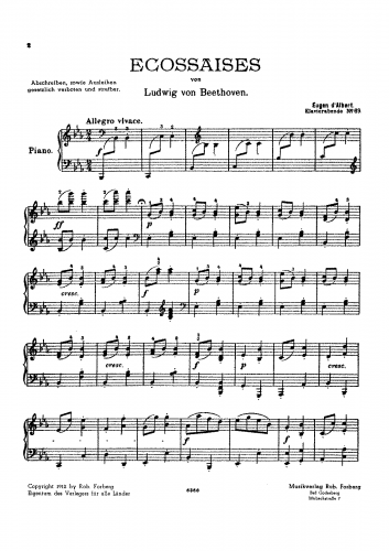 Beethoven - 6 Ecossaises for Piano - For Piano solo (d'Albert) - Score