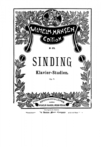 Sinding - Klavierstudien, Op. 7 - Score
