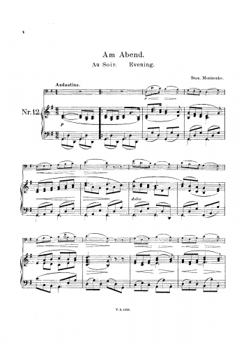Moniuszko - Pie?? Wieczorna - For Cello and Piano (Salter)