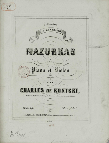 Kontski - Mazurkas - Scores and Parts