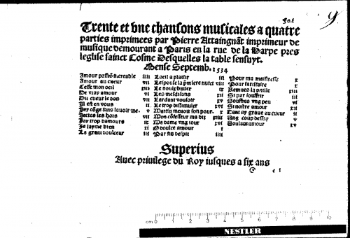 Attaingnant - 31 Chansons musicales a quatre parties