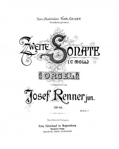 Renner - Organ Sonata No. 2 - Organ Scores - Score