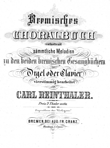 Reinthaler - Bremisches Choralbuch - Score