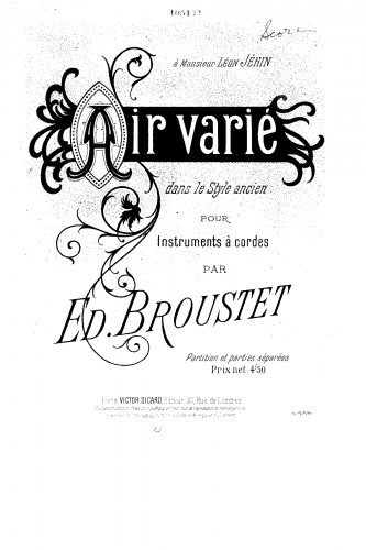 Broustet - Air varié dans le style ancien - Scores and Parts