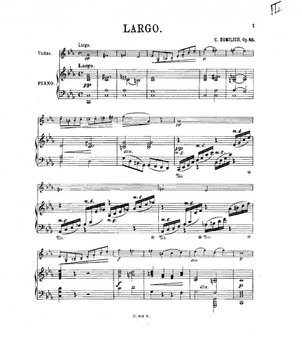 Homilius - Largo for Violin of Cello and Piano, Op. 45