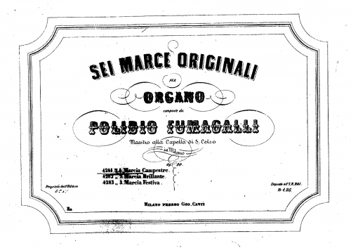 Fumagalli - 6 Marcie originali per organo - Organ Scores