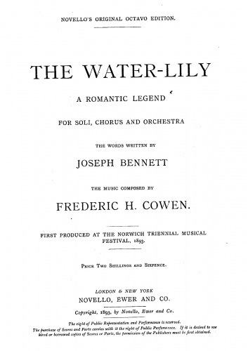Cowen - The Water-Lily - Vocal Score - Vocal Score