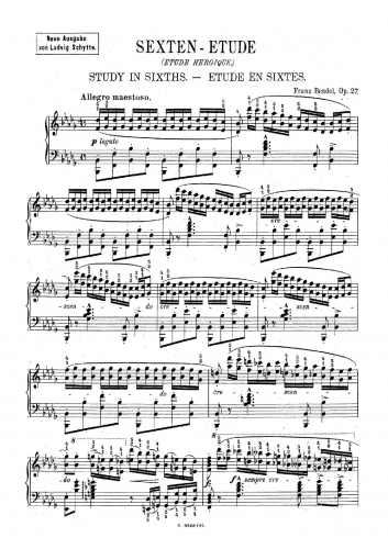Bendel - Sexten Etude, Op. 27 - Score