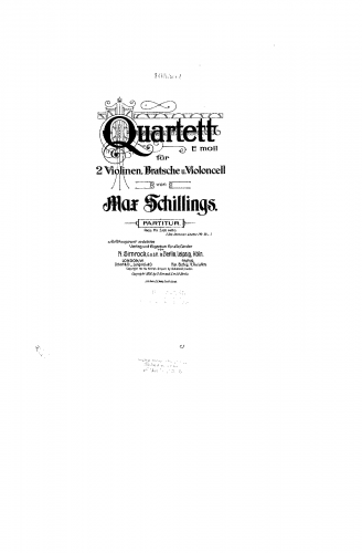 Schillings - String Quartet