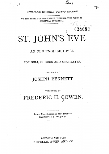 Cowen - St. John's Eve - Vocal Score - Vocal Score