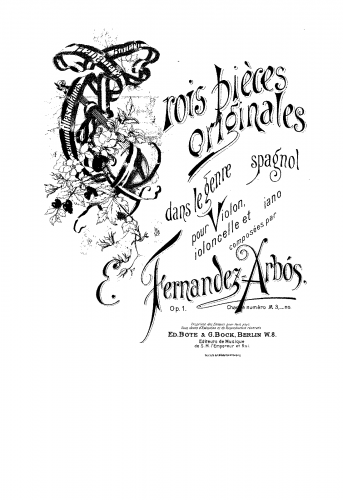 Arbós - Trois pièces originales - Scores and Parts Bolero (No. 1)