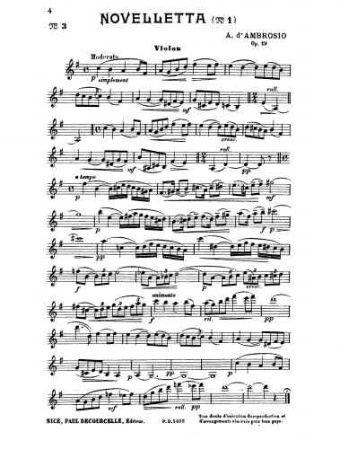 D'Ambrosio - Novelletta No. 1 - Scores and Parts