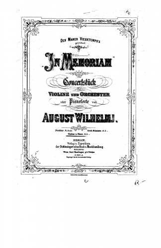 Wilhelmj - In Memoriam - For Violin and Piano (Wilhelmj)