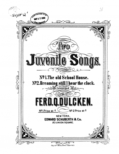 Dulcken - 2 Juvenile Songs - Score