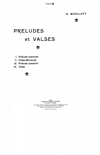 Woollett - Préludes et valses - Score