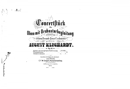 Klughardt - Konzertstück for Oboe and Orchestra, Op. 18 - Score