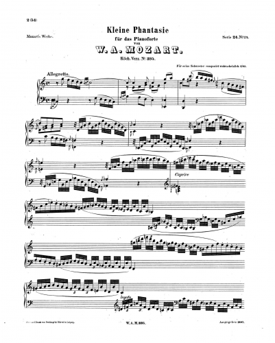 Mozart - Capriccio - Piano Score - Score