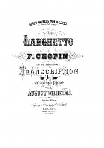 Chopin - Piano Concerto No. 2 - Larghetto Violin and Piano (Wilhelmj)