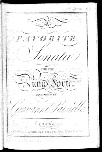 Paisiello - Sonata in D minor - Score