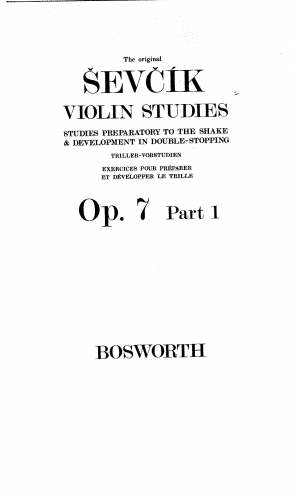 Sev?ík - Violin Studies - Studies Preparatory to the Shake and Development in Double-Stopping - Violin Scores