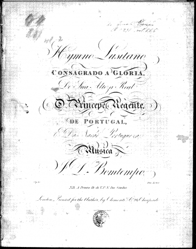 Bomtempo - Hymno lusitano; Lusitanian Hymn - Score